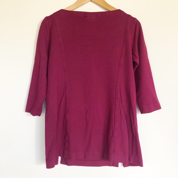 J Jill Ponte Knit Boat Ballet Neck Tunic PS Magenta Maroon Top Shift Laganlook - Picture 4 of 7